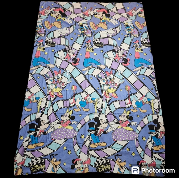 Vintage Disney "Hollywood Film" Double Sided Duvet Cover Zippered Twin - Picture 2 of 10